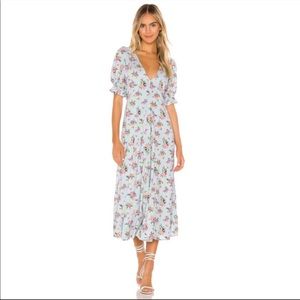 New with tags Faithfull the Brand Maggie Midi Dress in Blue Juliette Floral S(4)